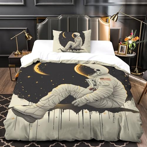 Housse de couette astronaute microfibre facile à laver avec fermeture éclair pour lit ado - 4