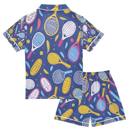 senya Cartoon Flat Ball Satin Summer Pajama Sets Silk Short Sleeve Button Down Sleepwear2