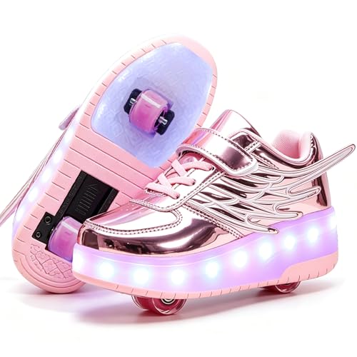 Image of Nsasy Roller Shoes Kids Roller Skates Shoes Girls Boys Wheels Shoes Become Sport Sneaker with Led for Children Gift
