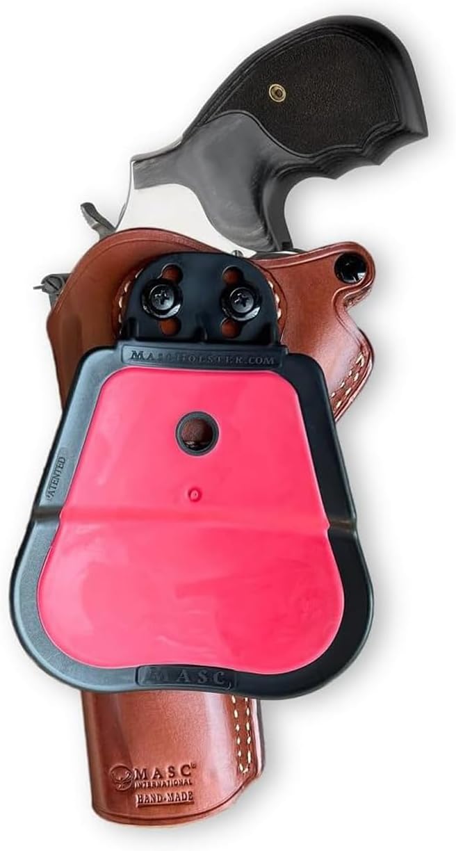 Masc Premium Leather Paddle Holster Open Top Fits, Model 686 Plus 357 Magnum 7RD 5-inch, Right Hand Draw, Brown Color #1510#