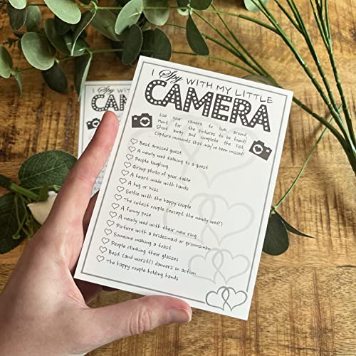 Selfie Challenge Game - I spy with my little camera - 10 Wedding/Marriage Cards - Favours - Black/White