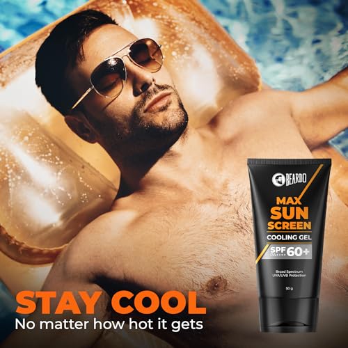 Image of Beardo Max Cooling Gel Sunscreen SPF 60+ PA++++|UVA /UVB Protection | No White Cast |Ultra Lightweight Texture | Non-Greasy |Sunscreen for Men