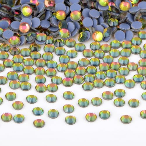 Image of Bymitel Hotfix Crystal Rhinestones Round Gems Iron on DIY Jewelry Making Flat Back for Crafts,Vitrail Medium, 3.8mm(SS16 /2880pcs)