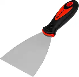 MTX Espatula Betumadeira Aço Inoxidável Lisa 4 Pol 100 Mm Cabo Anatômico PVC Dupla Injeção Alta Resistência Aplicação Massa Corrida Reboco Profissional