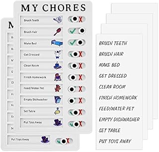 2 PCS Chore Chart Memo Boards, Portable Chore Checklist Board RV Checklist Detachable Message Board for Adults Kids, School Home Daily Affairs Reminder with 4 Replaceable Blank Paper (20 x 12 cm)