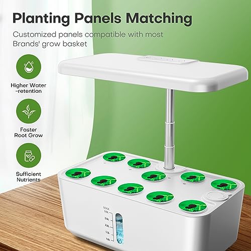 Indoor Garden Hydroponics Growing System: 10 Pods Plant Germination Kit Aeroponic Herb Vegetable Growth Lamp Countertop with LED Grow Light - Hydrophonic Planter Grower Harvest Veggie Lettuce, White by Ahopegarden - Image 4