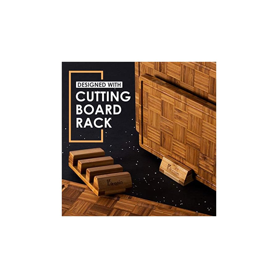 Extra Large Bamboo Cutting Boards, (Set of 3) Chopping Boards with Juice Groove Bamboo Wood Cutting Board Set Butcher Block for Kitchen, End Grain Serving Tray by Kikcoin