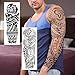 EGMBGM 20 Sheets Black Tribal Wolf Tiger Lion Temporary Tattoo Sleeve For Men Adults, 3D Halloween Prison Gothic Maori Sleeve Tattoos For Women, Fake Full Arm Sleeve Tattoo Stickers Skull Skeleton