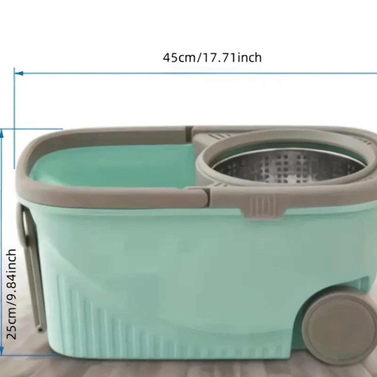 Juego de cubo giratorio para fregona con cabezales, cabezales secos giratorios de microfibra, mopa giratoria desmontable, cesta escurridora de acero inoxidable