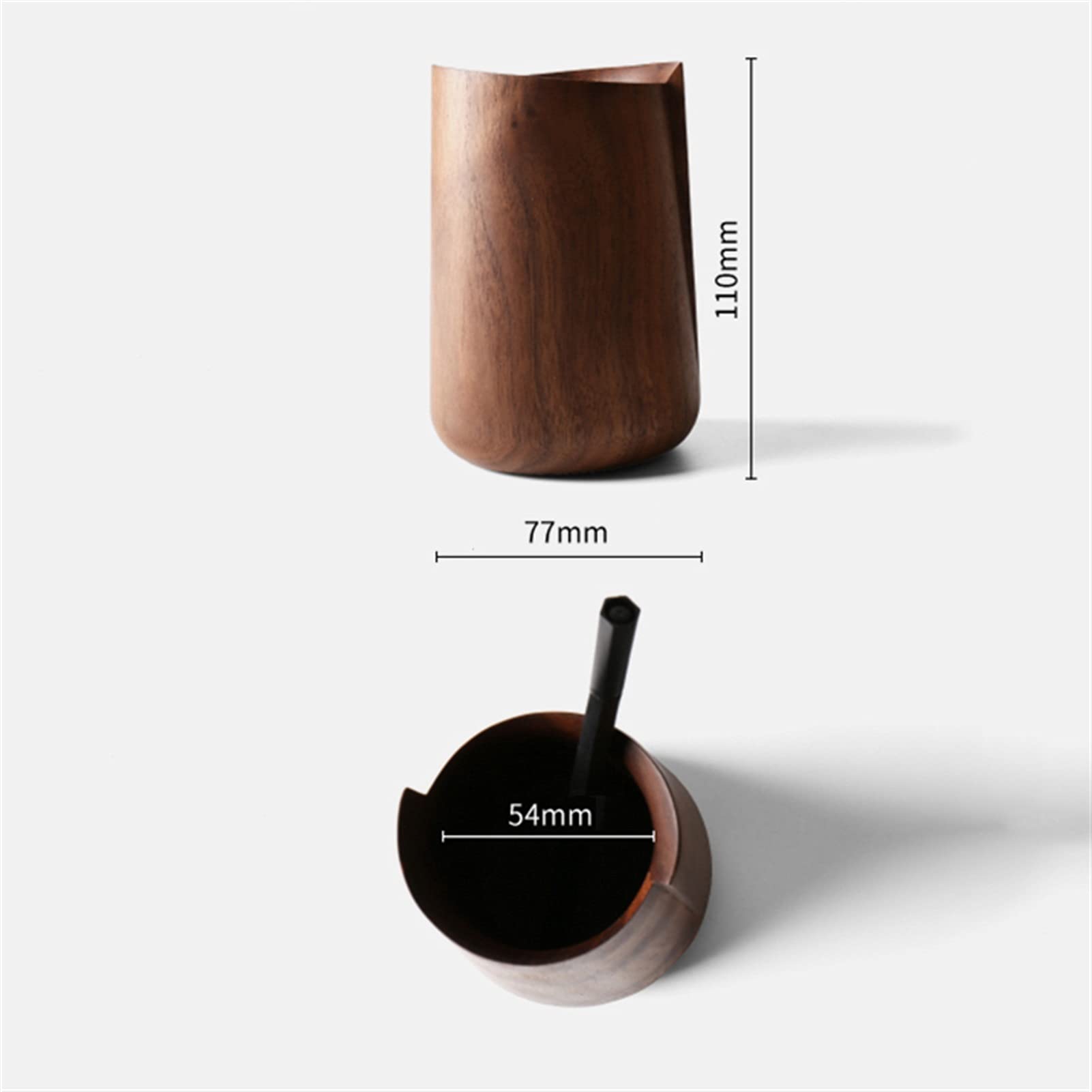 Pot à Crayons Rustique en Noyer Noir pour Bureau, Organiseur Rond pour stylos, Fournitures de Bureau de Style campagnard