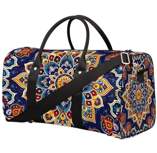 South Mandala Travel Duffle Bag for Women Men Gym Duffel Foldable Bag Waterproof Weekender Indian Bohemian Duffle Tote2