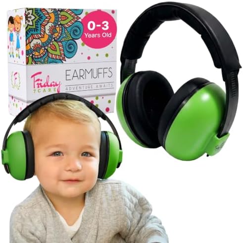 Friday 7Care Baby Headphones - Baby Ear Protection, Noise Cancelling Headphones with Adjustable Headband for Ages 0-3 Years, Green
