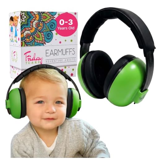 Friday 7Care Baby Ear Protection Noise Canceling Headphones for Ages 0-24 Months, Green