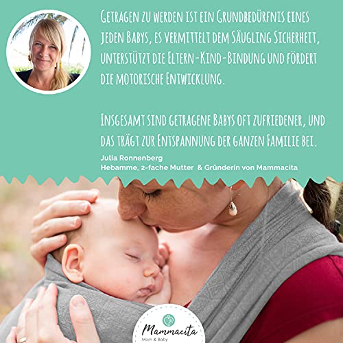 MAMMACITA® Tragetuch von Hebamme - Elastisches Babytragetuch Neugeborene ab Geburt bis 15kg - OEKO TEX - 5m Lang - Mit Tasche & Anleitung