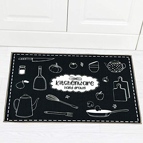 Carvapet 2 Piec Non-Slip Kitchen Rug TPR Non-Skid Backing Mat for Doorway Bathroom Runner Rug Set, Geometric Design (17