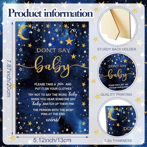 Image of Patelai 321 Pcs Twinkle Twinkle Little Star Baby Shower Decorations Games 5 Set Navy Blue over The Moon Little Star Baby Shower Decorations Don't Say Games for Gender Reveal Birthday Party Supplies