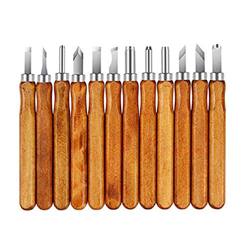 Emoly Wood Carving Tools Kit, 12pcs Set SK5 Carbon Steel Wood Carving Tools
