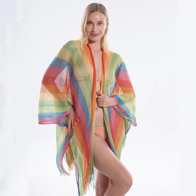 Large Sexy Sunscreen LGBTQ Rainbow Gay Pride Mesh Scarf Shawl For Women Beach Travel3