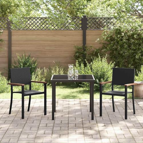 Teenpull Garten Essgruppe, 3-teilig, Schwarz, Poly Rattan,...