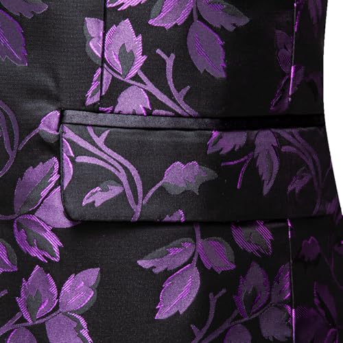 Image of Barry.Wang Mens Floral Blazer Suit Jacket Notched Lapel Casual Sport Coat | Flowers Jacquard One Button Tuxedo for Prom Wedding Party Disco Dinner Banquet Cocktail Homecoming Travel,Regular Fit