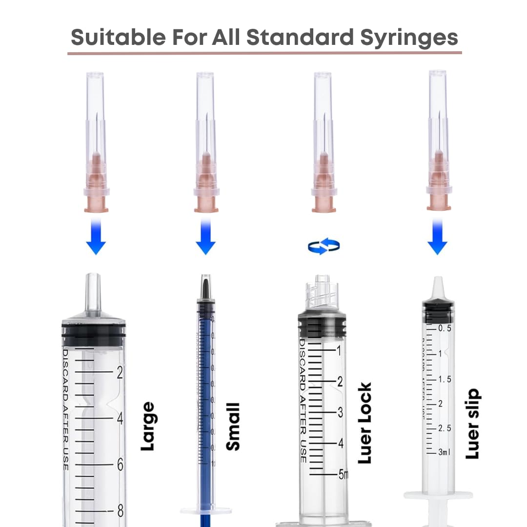 Lot de 100 tubes de dosage en acier inoxydable 26 G x 16 mm, emballés individuellement, pour l'industrie et le laboratoire