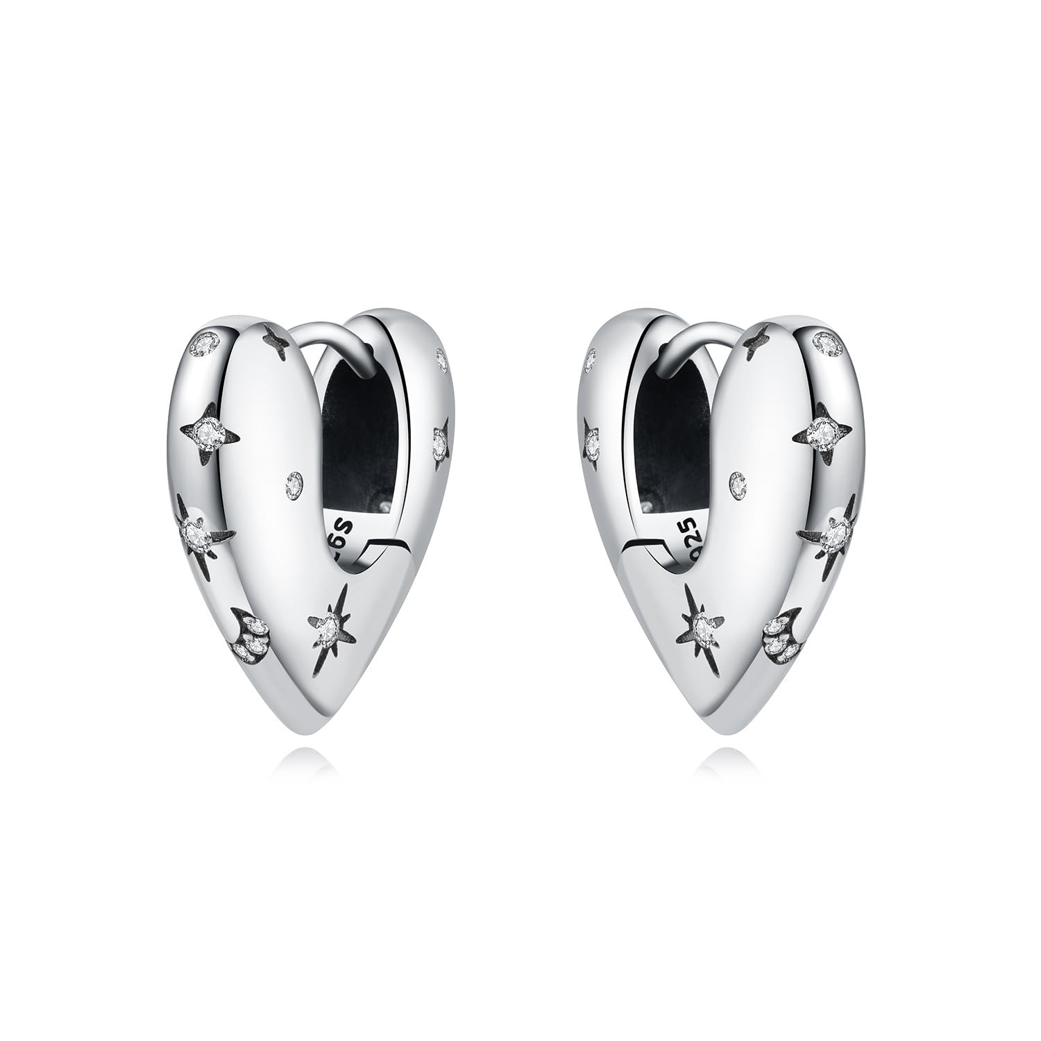 Pendientes de aro de plata de ley 925 para mujer, hipoalergénicos, estilo huggie — view 46