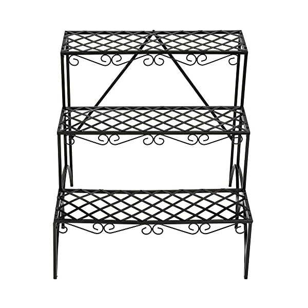 TecTake 3 TIER METAL GARDEN PLANT POT DISPLAY SHELF STAND FLOWER PATIO DECK IN- & OUTDOOR 60x60x60cm - max. load: 30kg - different models - Image 3