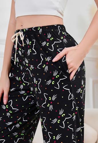 Image of PNAEONG 3 Pack Women Pajama Pants Capri Length Drawstring Pj Bottoms Sleep Lounge Pants with Pockets S-3XL