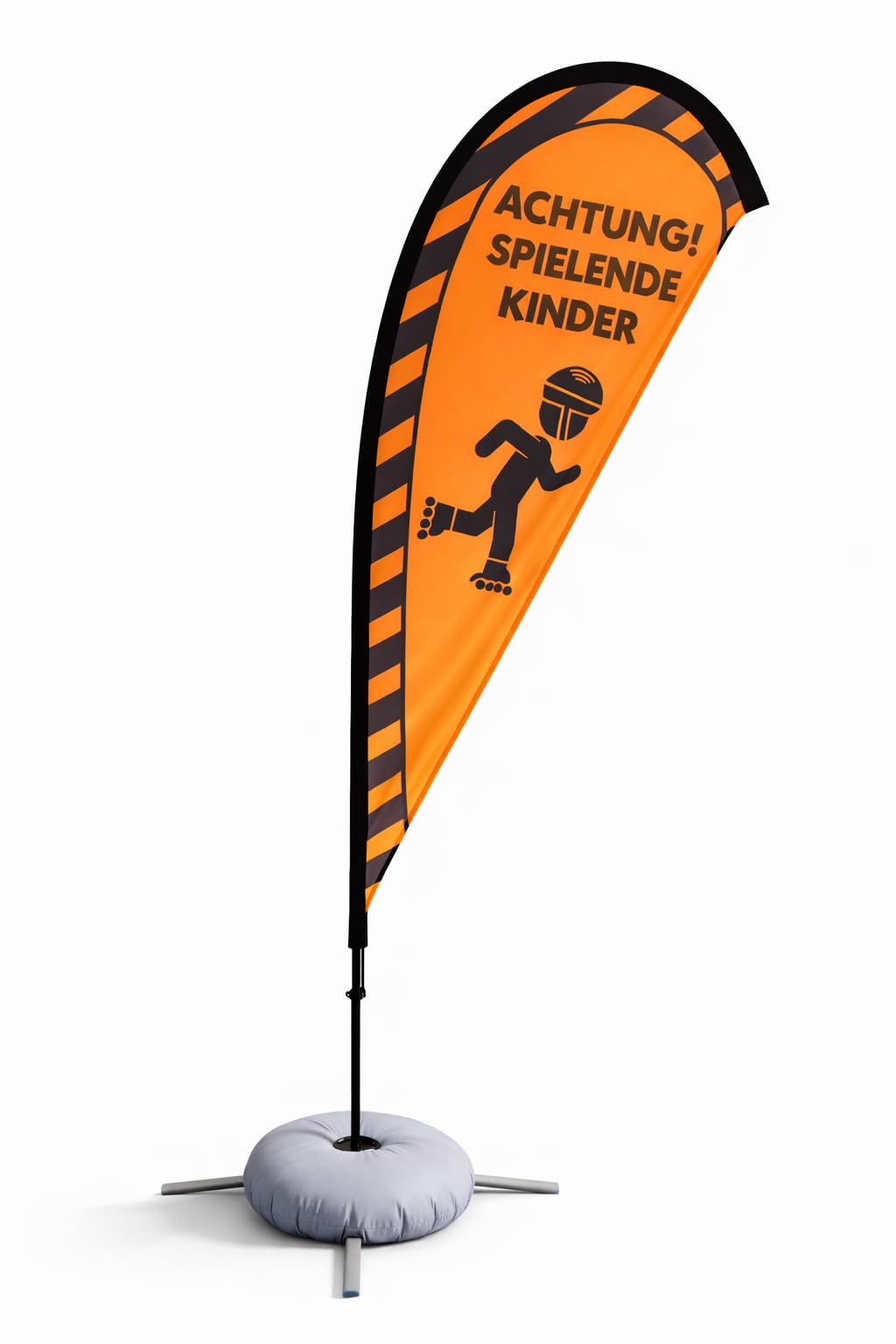 Friendly Fox Warnflagge Achtung Spielende Kinder 230 cm, großes Warnschild
