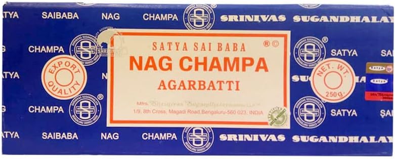Satya Nag Champa Incense Sticks- 250g, 100 Sticks, Hand Rolled in India, Export Quality
