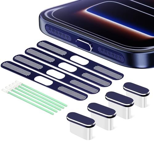 Image of USB C Dust Plug,USB C Port Cover Type C Charging Port Plug Cover Speaker Dust Cover,Accessories for iPhone 17 and 17 Pro (Dark Blue, for iPhone 17 /17 Pro)