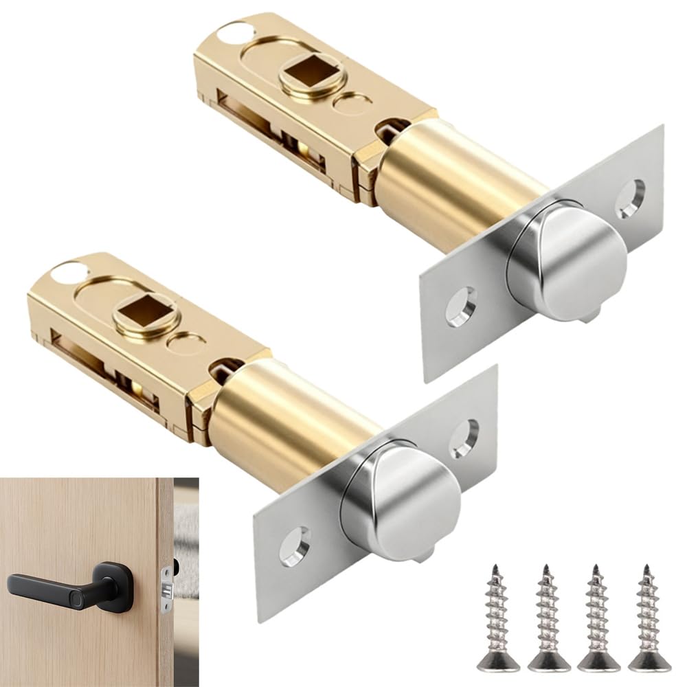 Yinquetinup Golden, Silver 2Pcs Mortice Tubular Latch 60-70Mm Adjustable With Screws For Internal Door