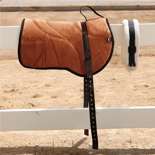 Image of Harrison Howard Ergonomically Designed Correct Bareback Pad with Side Pockets Extra Thick Center for Maximum Support Anti-Slip Bareback Pad Comes with Matching Girth