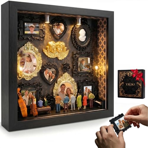 YXESO DIY Mini Museum Silhouette Box for Anniversary 8.74 x 1.77 in Black