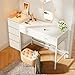 SUPERJARE Vanity Desk with Drawers, 31.5 inch Computer Desk, Modern Simple Home Office Desks, Makeup Dressing Table for Bedroom - White