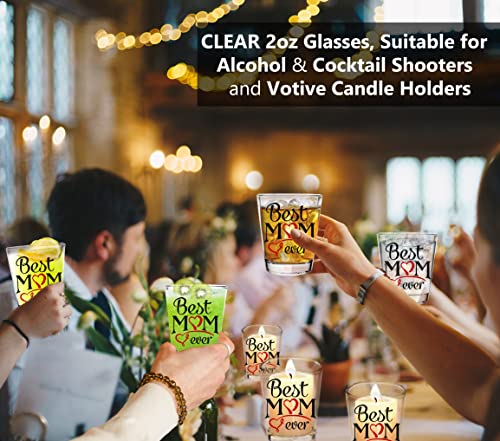 Bisyata Gift For Mom, Mothers Day Gift - Best Mom Ever Shot Glasses - Great Mother Gifts, Mom Birthday Gifts, Mom Christmas Gifts From Daughter And Son - 2Oz Clear Shot Glass Set Of 6 - With Gift Box #TOP1