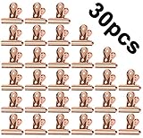 30PCS pequeños clips de papel Bulldog, oficina y cocina (Oro rosa)