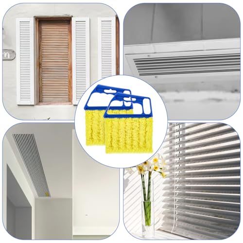 Image of 2pcs Window Venetian Blind Cleaner Duster Tool, 7-Finger Dusting Cleaner Tool for Window Venetian, Washable Shutter Cleaners Brush, Handheld Brush for Air Conditioner Wood Blinds Dust Dirt