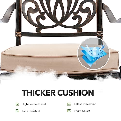 Patio Dining Chairs Set Of 2, Elizabeth Outdoor Cast Aluminum Patio Chairs Weather Resistant With Thicker Cushions For Patio Deck Garden #TOP4