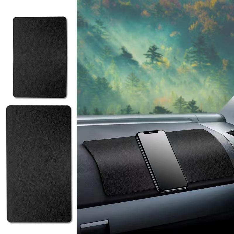 2PCS Dashboard Anti-Slip Rubber Pad, Universal Non-Slip Car Magic Dashboard Sticky Adhesive Mat for Phones Sunglasses Keys Electronic Devices and More Use.