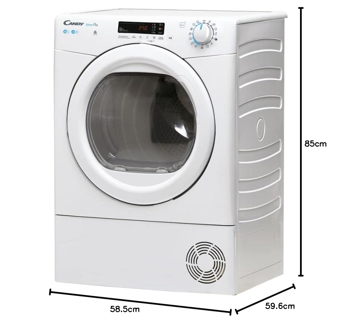 Candy Smart Pro Asciugatrice 10 Kg a Condensazione, Classe B, Connessione Wi-Fi + BLE, Controllo da App, 59,6 x 58,5 x 85 cm, Bianca - CSOE C10DG-S [Classe di efficienza energetica B]