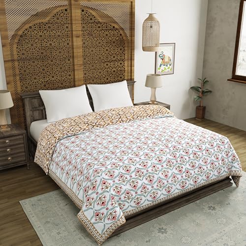 Image of BLOCKS OF INDIA Hand Block Printed Cotton King Size Quilt /Rajai | Design 54