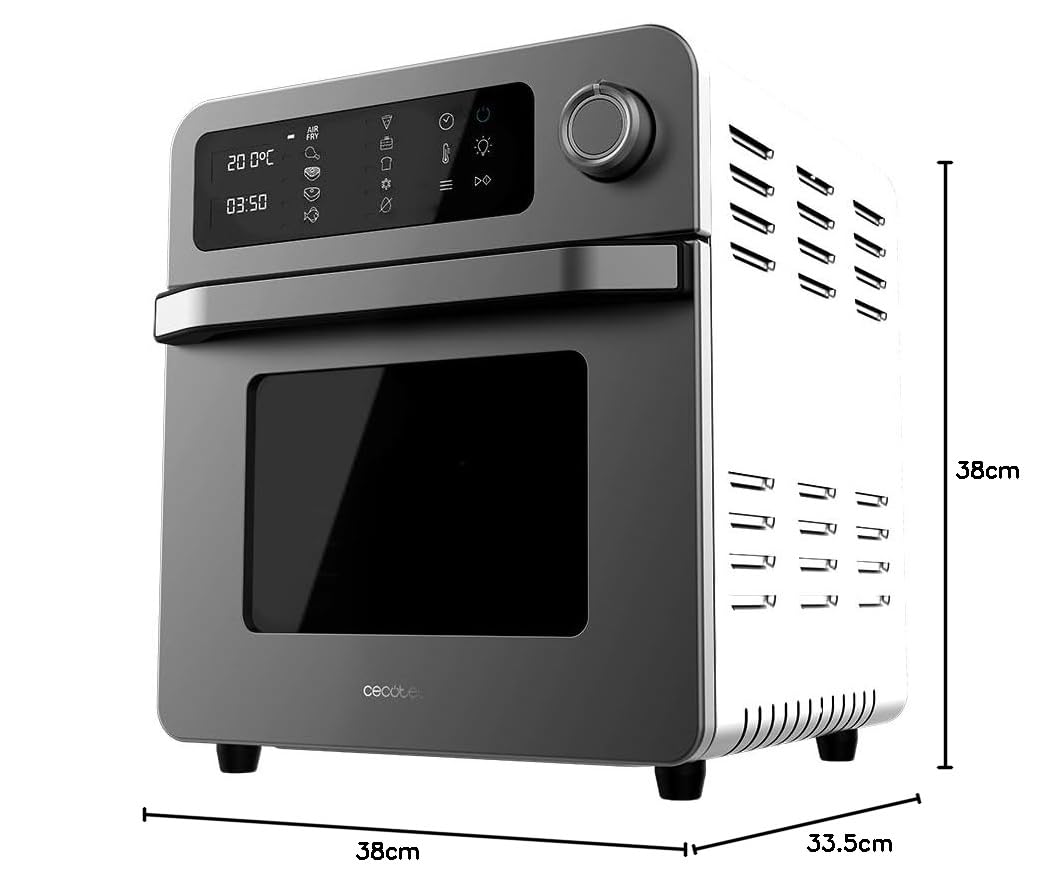 Cecotec Horno Freidora Bake&Fry 1500 Touch. 15 Litros, 1700 W, Resultados más sanos, Pantalla táctil, 10 Menús predeterminados, Acero inoxidable, 60-230 º, Kit de Accesorios