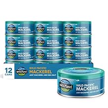 Wild Planet Wild Pacific Mackerel Fillets SABA, Skin-On & Boneless, Delicious & Sustainable, Tinned Fish, 5 oz, Pack of 12