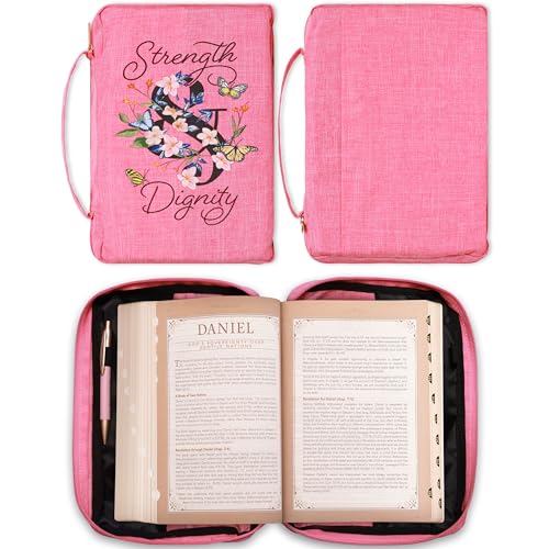 Image of Christian Art Gifts Polyester Bible Cover for Women: Strength & Dignity