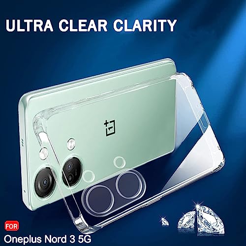 Image of TheGiftKart Silicone Best Camera Protection Back Cover Case For Oneplus Nord 3 5G|Ultra Clear Soft Case|Inbuilt Dust Plugs&Anti-Slip Grip|Slim&Protective Back Case For Oneplus Nord 3(Transparent)