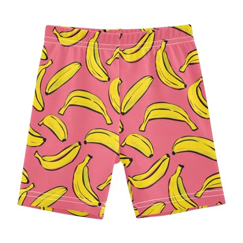 Banana Cartoon Red Prints Girls Shorts Elastic Waist Sports Shorts Girls Leggings Pants for 4-10 Years