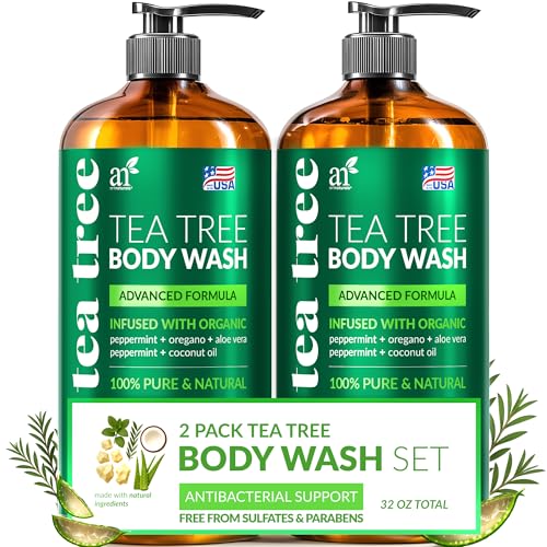 Antibacterial Tea Tree Oil Body Wash For Men & Women - (2 Pack X 16oz) Remedy Soap Extra Strength - Helps Treat Acne, Athletes foot, Eczema, Toenail Fungus & Jock Itch & Ringworm - For All Skin Types