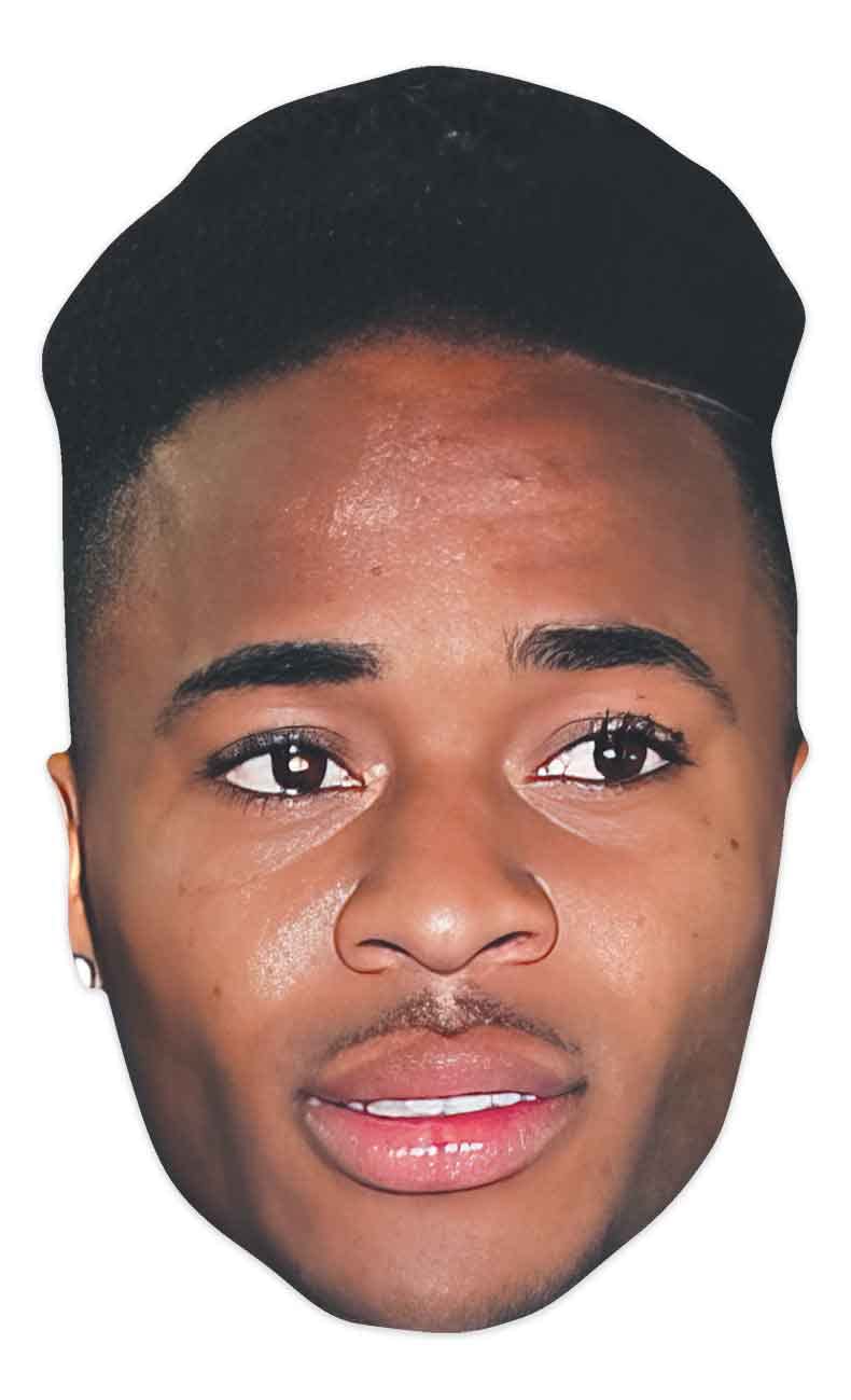 Star Cutouts Raheem Sterling Cm232 Cardboard Face Mask With Tabs & Elastic - Great Talking Point