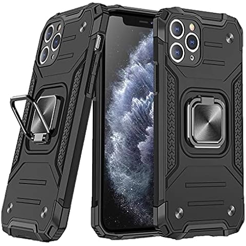 eirix iPhone 11 Case, Heavy Duty Military Grade Armor Rugged Phone Protective Case with Ring Magnetic Car Mount Kickstand for iPhone 11 (Black) Cover